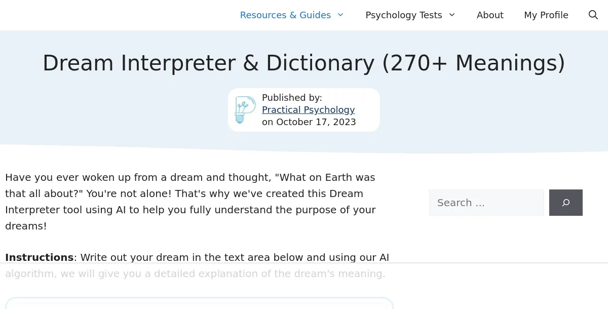 Dream Interpreter & Dictionary