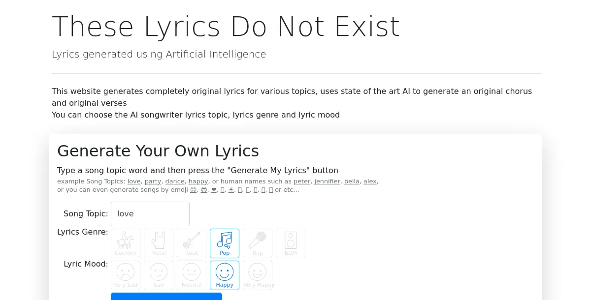 AI Lyrics Generator