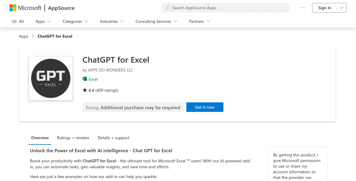 ChatGPT for Excel