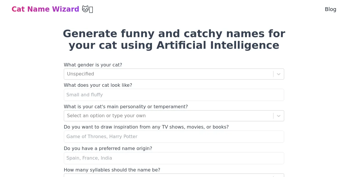 Cat Name Wizard